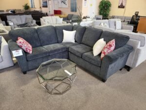 Charcoal Sectional 2-Piece Sofa Loveseat Fabric Upholstery