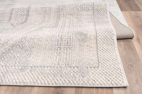 Grey Beige Medallion Contemporary Rug - Image 4