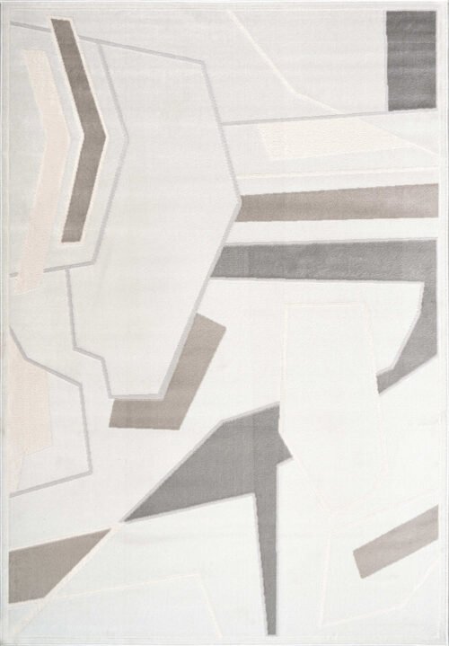 Beige Brown Geometric Contemporary Rug - Image 5