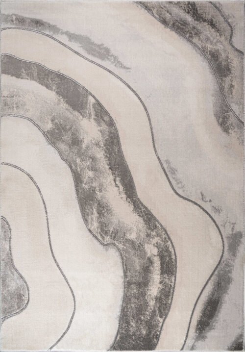 Grey Beige Luxury Contemporary Rug - Image 3