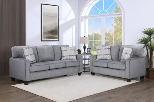 Clive Sofa & Loveseat Set (Clearview Sky Fabric)